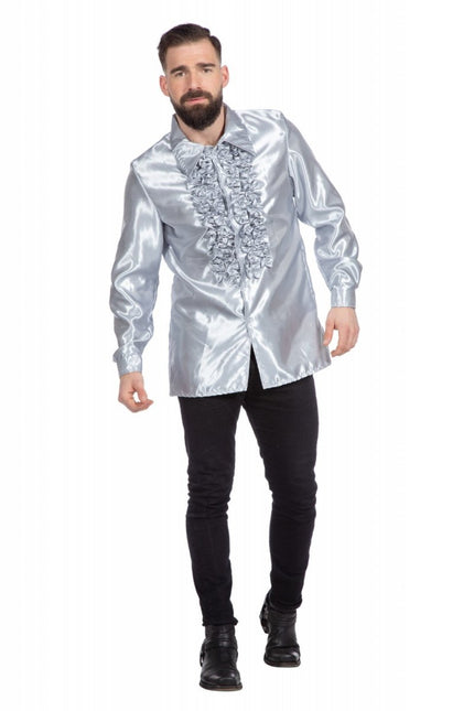 Disco Blouse Ruches Zilver van Wilbers & Wilbers koop je bij Partywinkel