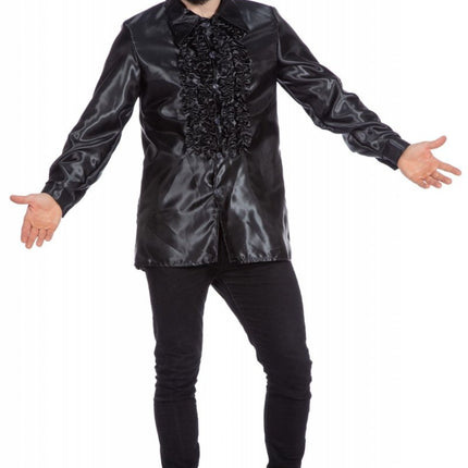 Disco Blouse Ruches Zwart van Wilbers & Wilbers koop je bij Partywinkel