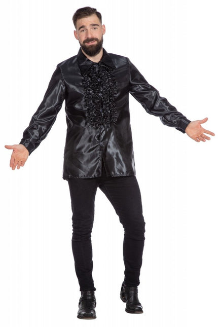 Disco Blouse Ruches Zwart van Wilbers & Wilbers koop je bij Partywinkel