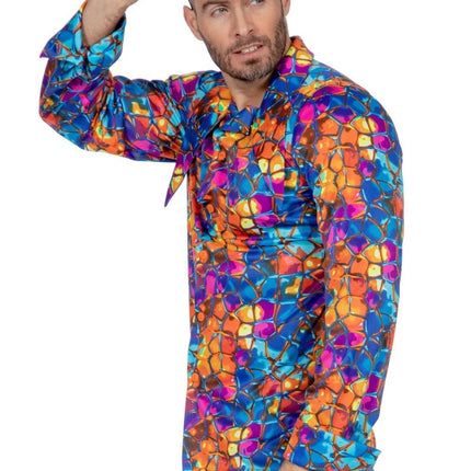 Disco Shirt Jaren 70 Gekleurd van Wilbers & Wilbers koop je bij Partywinkel