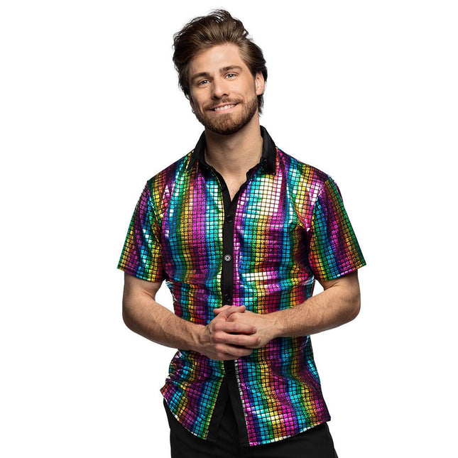 Disco Shirt Metallic Gekleurd van Boland koop je bij Partywinkel
