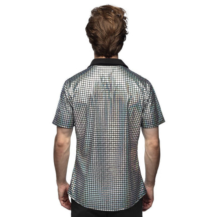 Disco Shirt Metallic Zilver van Boland koop je bij Partywinkel