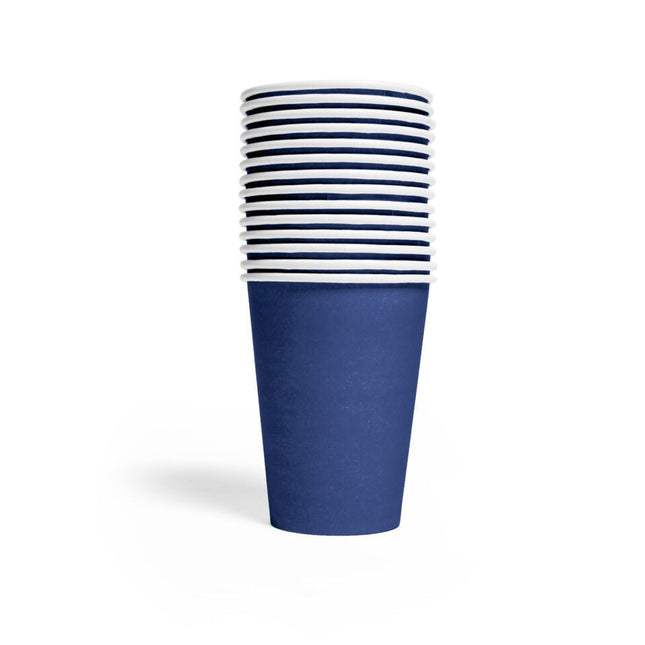 Donkerblauwe Bekers Papier 210ml 14st van WeFiesta koop je bij Partywinkel