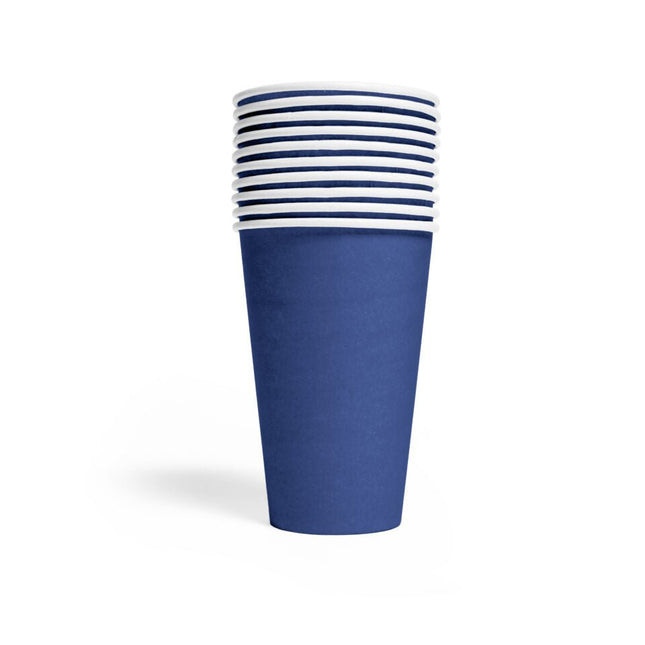 Donkerblauwe Bekers Papier 350ml 10st van WeFiesta koop je bij Partywinkel