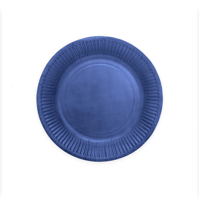 Donkerblauwe Borden Papier 18cm 8st van WeFiesta koop je bij Partywinkel