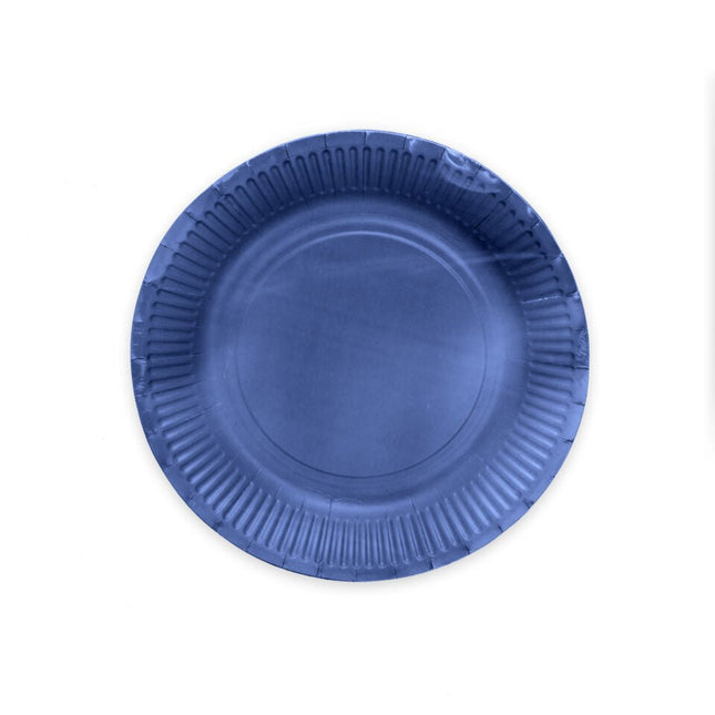 Donkerblauwe Borden Papier 18cm 8st van WeFiesta koop je bij Partywinkel