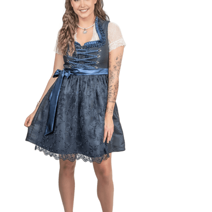 Donkerblauwe Dirndl Jurk Oktoberfest Dames 2 Delig van Haus Huberts koop je bij Partywinkel