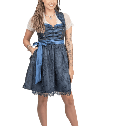 Donkerblauwe Dirndl Jurk Oktoberfest Dames 2 Delig van Haus Huberts koop je bij Partywinkel