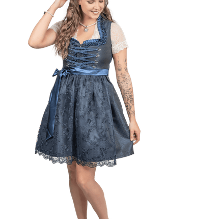 Donkerblauwe Dirndl Jurk Oktoberfest Dames 2 Delig van Haus Huberts koop je bij Partywinkel