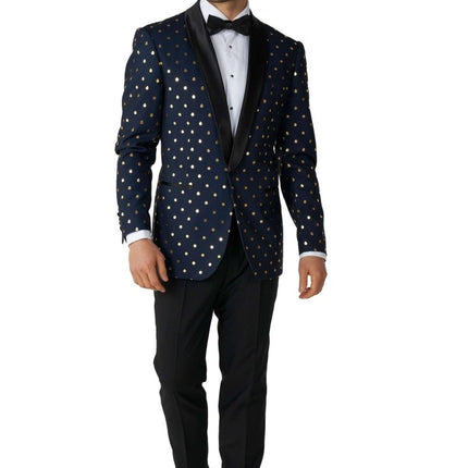 Donkerblauwe Goud Stip Smoking Heren OppoSuits van OppoSuits koop je bij Partywinkel
