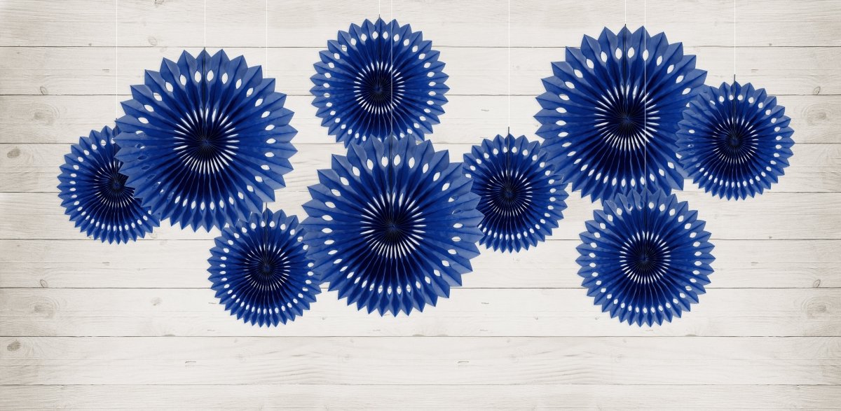 Donkerblauwe Papieren Waaiers 20cm 3st van Partydeco koop je bij Partywinkel