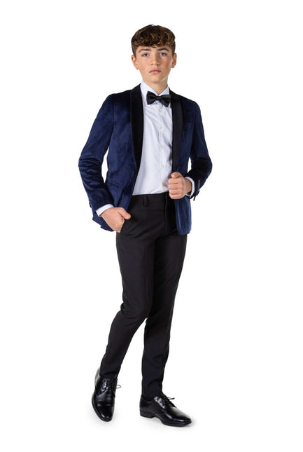 Donkerblauwe Velvet Blazer Jongen Tiener OppoSuits van OppoSuits koop je bij Partywinkel