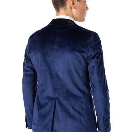 Donkerblauwe Velvet Blazer Jongen Tiener OppoSuits van OppoSuits koop je bij Partywinkel