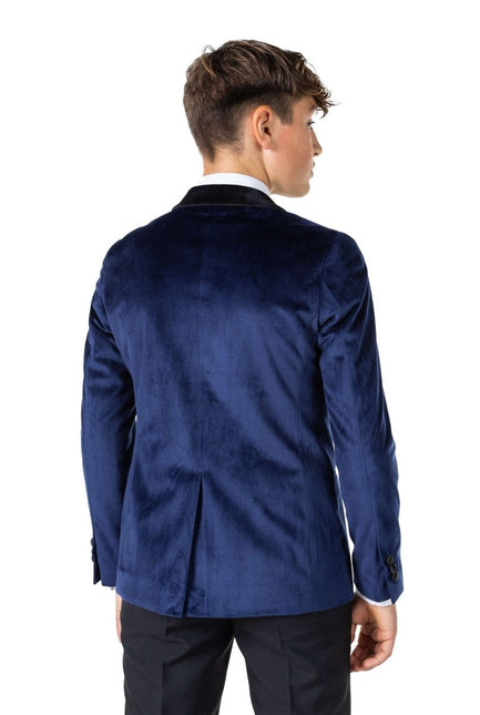 Donkerblauwe Velvet Blazer Jongen Tiener OppoSuits van OppoSuits koop je bij Partywinkel