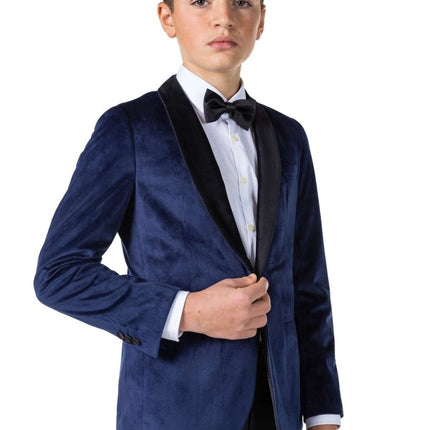 Donkerblauwe Velvet Blazer Jongen Tiener OppoSuits van OppoSuits koop je bij Partywinkel