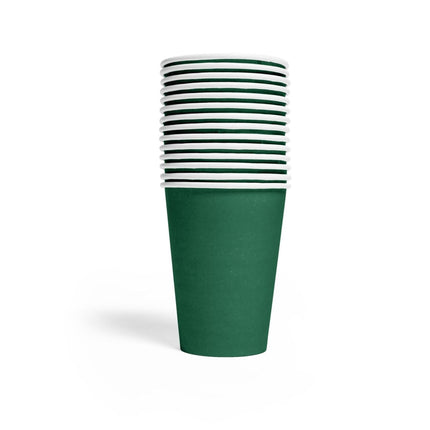 Donkergroene Bekers Papier 210ml 14st van WeFiesta koop je bij Partywinkel