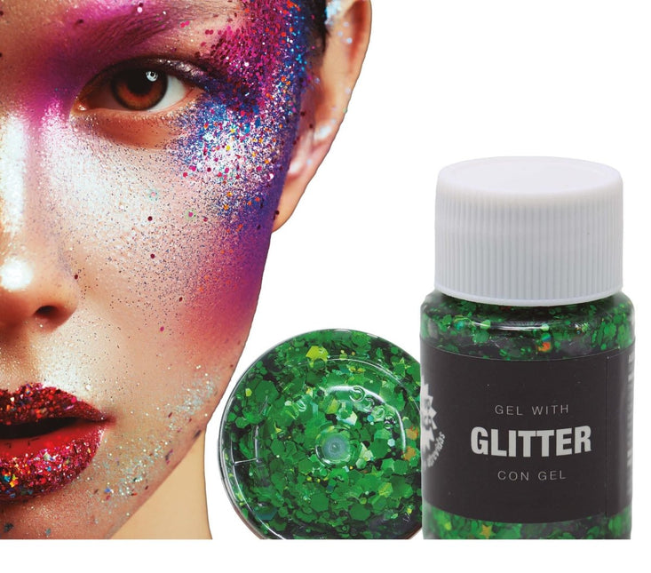 Donkergroene Glitter Gel 20g van Fiestas Guirca koop je bij Partywinkel