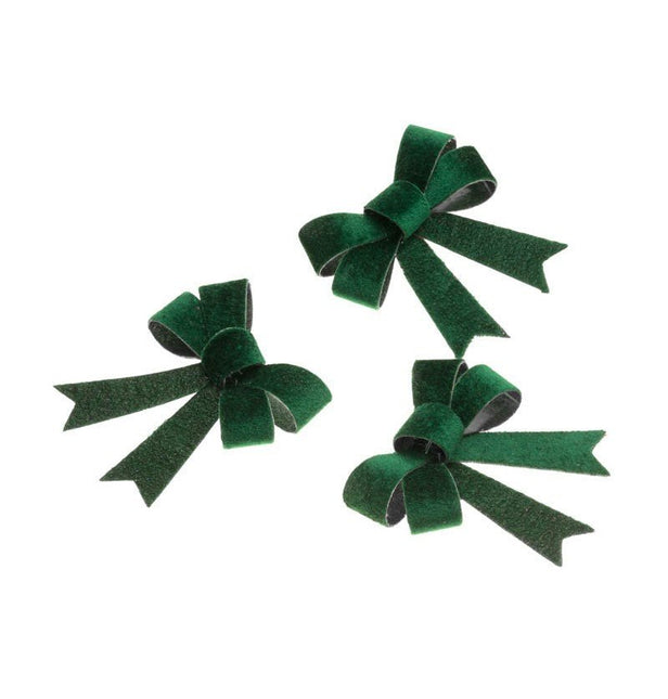 Donkergroene Strik Velvet 12,7cm 3st van CHAKS koop je bij Partywinkel