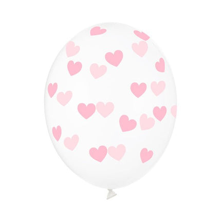 Doorzichtige Ballonnen Lichtroze Hartjes van Partydeco koop je bij Partywinkel