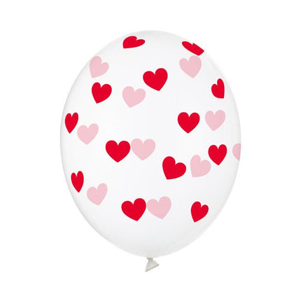 Doorzichtige Ballonnen Rode Hartjes van Partydeco koop je bij Partywinkel