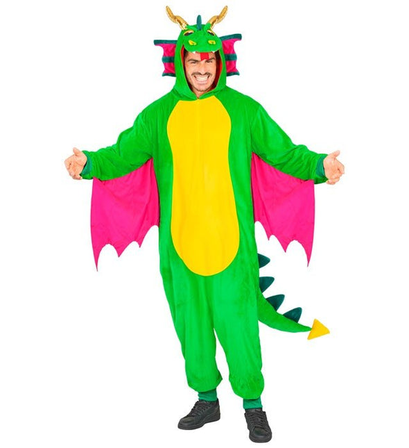 Draak Pluche Jumpsuit met Kap en Masker van Widmann koop je bij Partywinkel