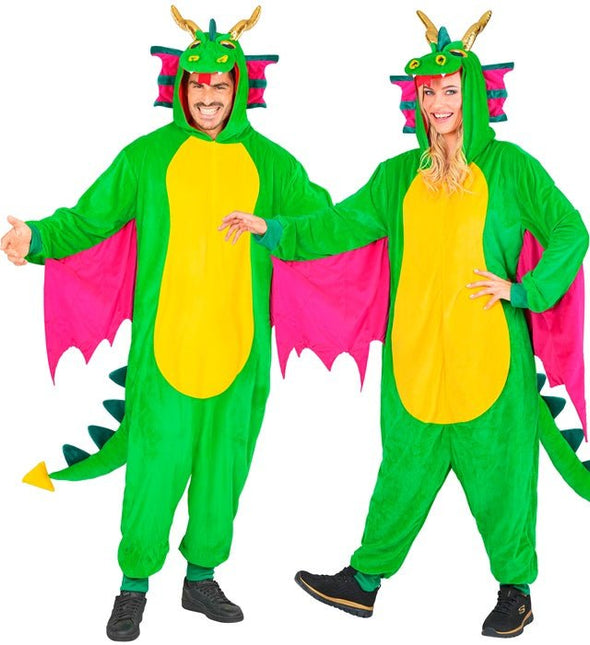 Draak Pluche Jumpsuit met Kap en Masker van Widmann koop je bij Partywinkel
