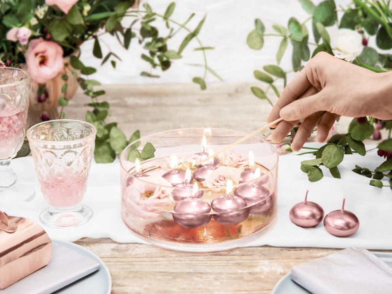 Drijfkaarse Rose Goud 4cm 50st van Partydeco koop je bij Partywinkel