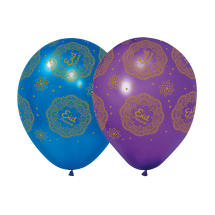 Eid Mubarak Ballonnen Paars Blauw 30cm 6st van WeFiesta koop je bij Partywinkel