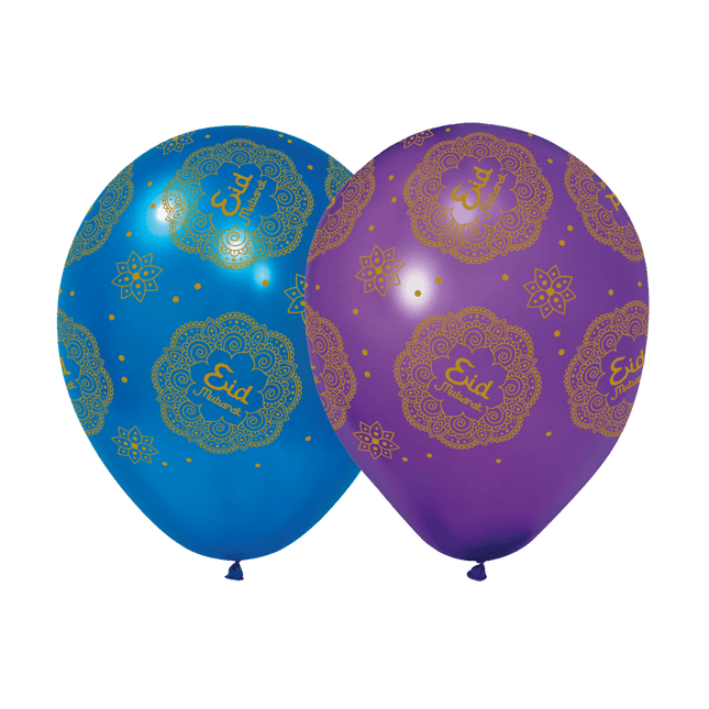 Eid Mubarak Ballonnen Paars Blauw 30cm 6st van WeFiesta koop je bij Partywinkel