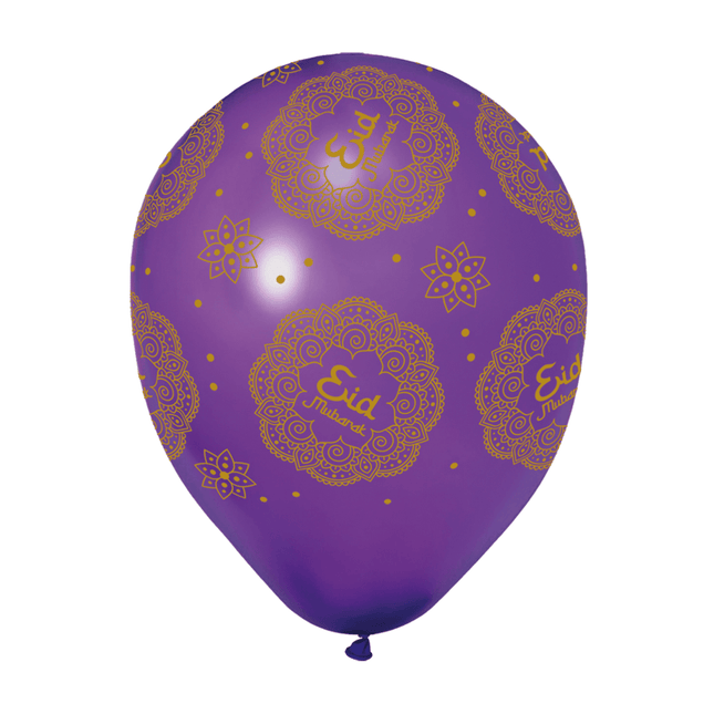 Eid Mubarak Ballonnen Paars Blauw 30cm 6st van WeFiesta koop je bij Partywinkel