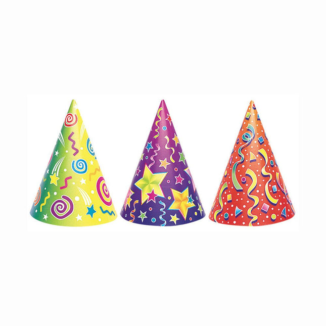 Feesthoedjes Assorti 17,8cm 6st van Unique koop je bij Partywinkel