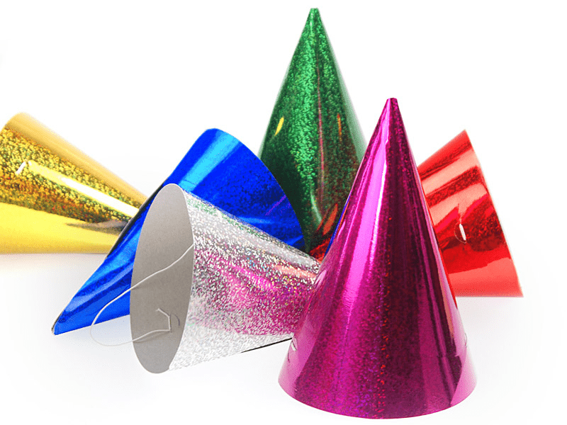 Feesthoedjes Holografisch 16cm 120st van Partydeco koop je bij Partywinkel