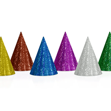 Feesthoedjes Holografisch 16cm 120st van Partydeco koop je bij Partywinkel