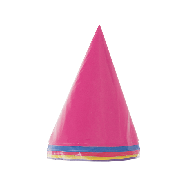 Feesthoedjes Karton Gekleurd 17,2cm 8st van Unique koop je bij Partywinkel