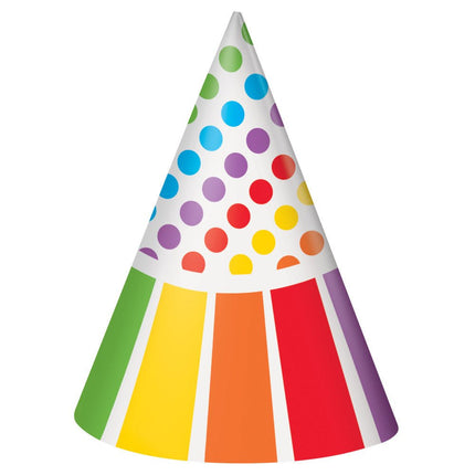 Feesthoedjes Regenboog 8st van Unique koop je bij Partywinkel