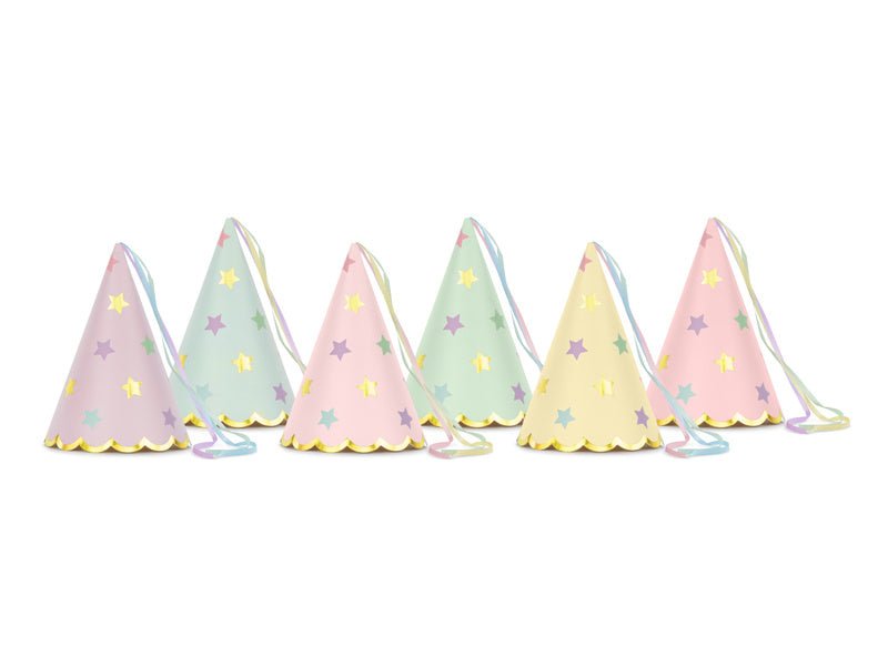 Feesthoedjes Sterren Meerkleurig 14,5cm 6st van Partydeco koop je bij Partywinkel