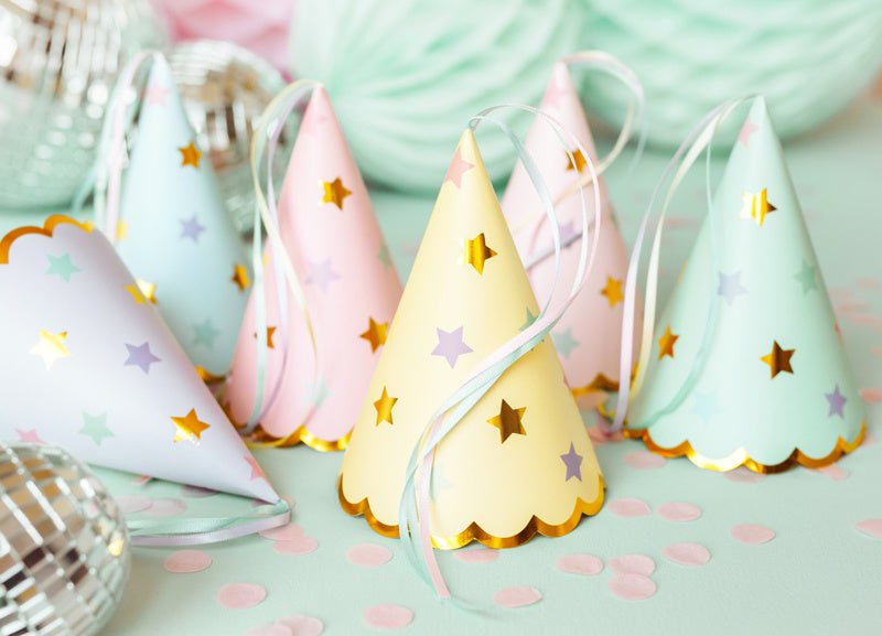 Feesthoedjes Sterren Meerkleurig 14,5cm 6st van Partydeco koop je bij Partywinkel