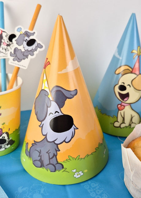 Feesthoedjes Woezel & Pip 18cm 6 stuks van Haza Witbaard koop je bij Partywinkel