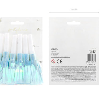 Feesttoeters Blauw 6st van Partydeco koop je bij Partywinkel
