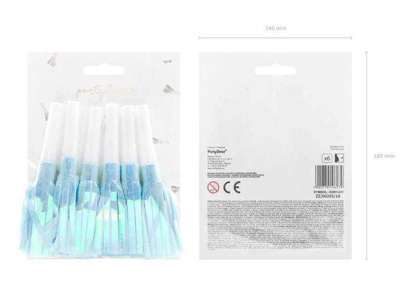 Feesttoeters Blauw 6st van Partydeco koop je bij Partywinkel