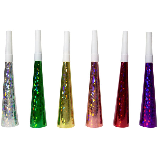 Feesttoeters Gekleurd 19cm 6st van Folat koop je bij Partywinkel