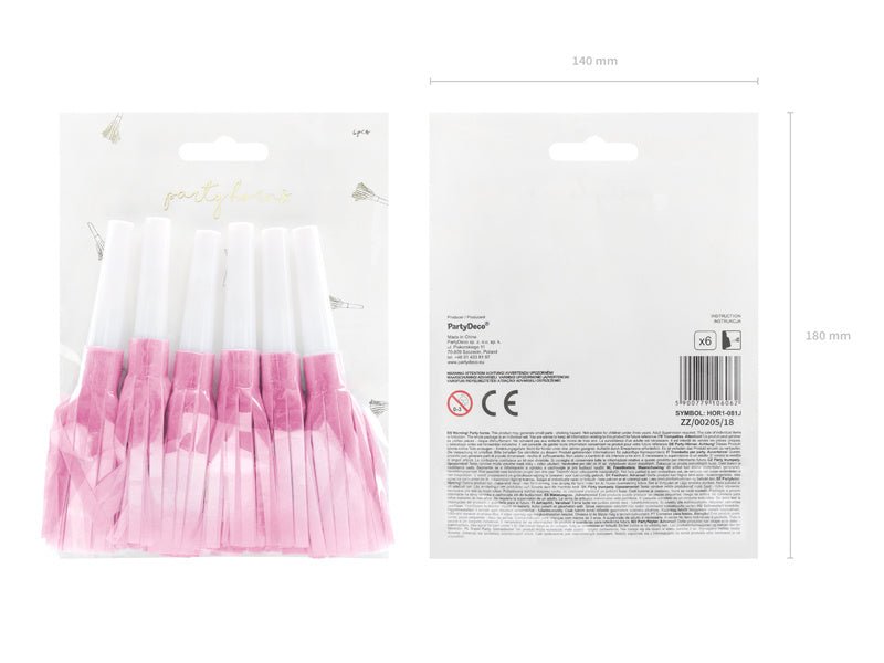 Feesttoeters Lichtroze 6st van Partydeco koop je bij Partywinkel
