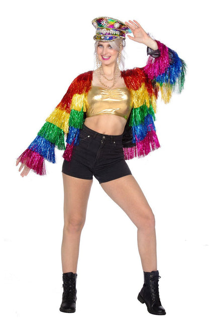 Festival Jas Regenboog Dames Tinsel van Wilbers & Wilbers koop je bij Partywinkel