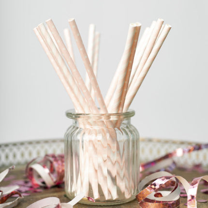 Paper Straws Light Pink/White Mix 19.7cm 20pcs