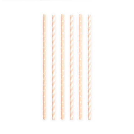 Paper Straws Light Pink/White Mix 19.7cm 20pcs