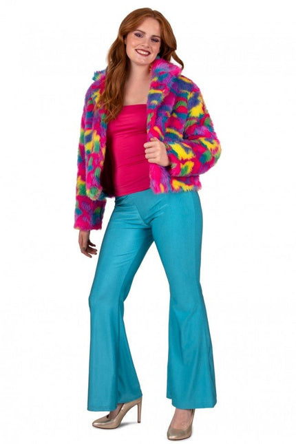 Flared Broek Neon Blauw van PartyXplosion koop je bij Partywinkel