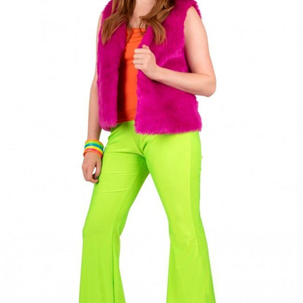 Flared Broek Neon Groen van PartyXplosion koop je bij Partywinkel