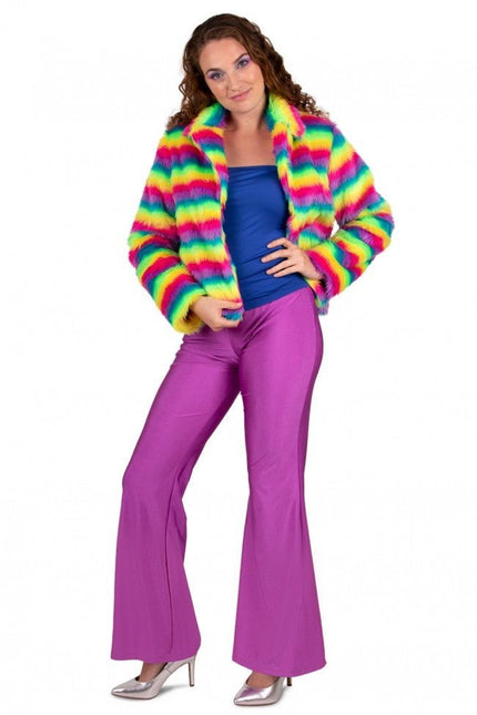 Flared Broek Neon Paars van PartyXplosion koop je bij Partywinkel