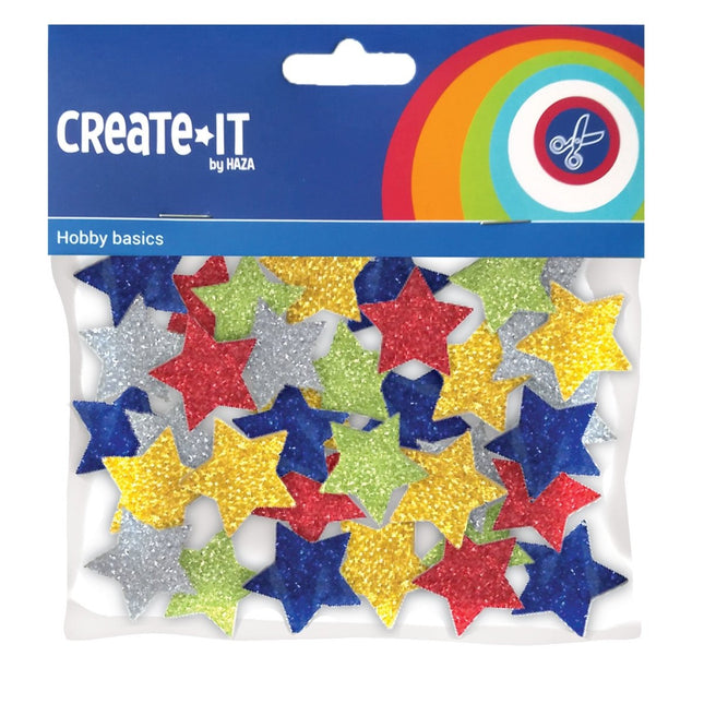 Foam Sterrenmix Glitter 54st van Haza Witbaard koop je bij Partywinkel