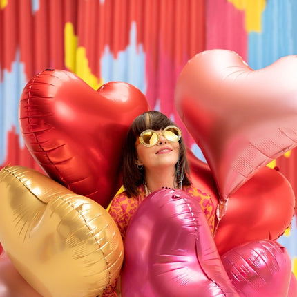 Hart Helium Ballon Goud Leeg 75cm van Partydeco koop je bij Partywinkel